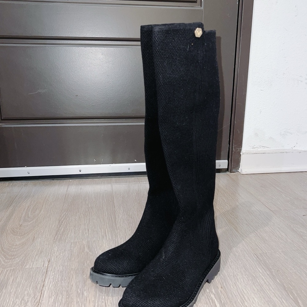 VIVAIA Filipa Round-Toe Stretchy Wool Knee-High Boots – Black US5.5